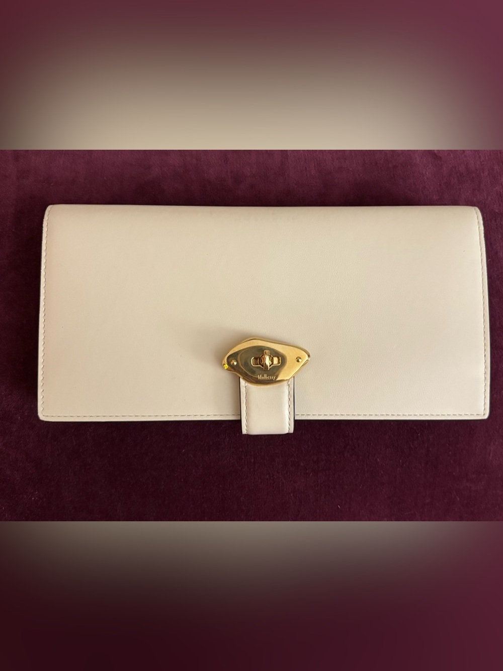 Mulberry Lana Long Bifold Wallet Chalk Leather Foundry Lock